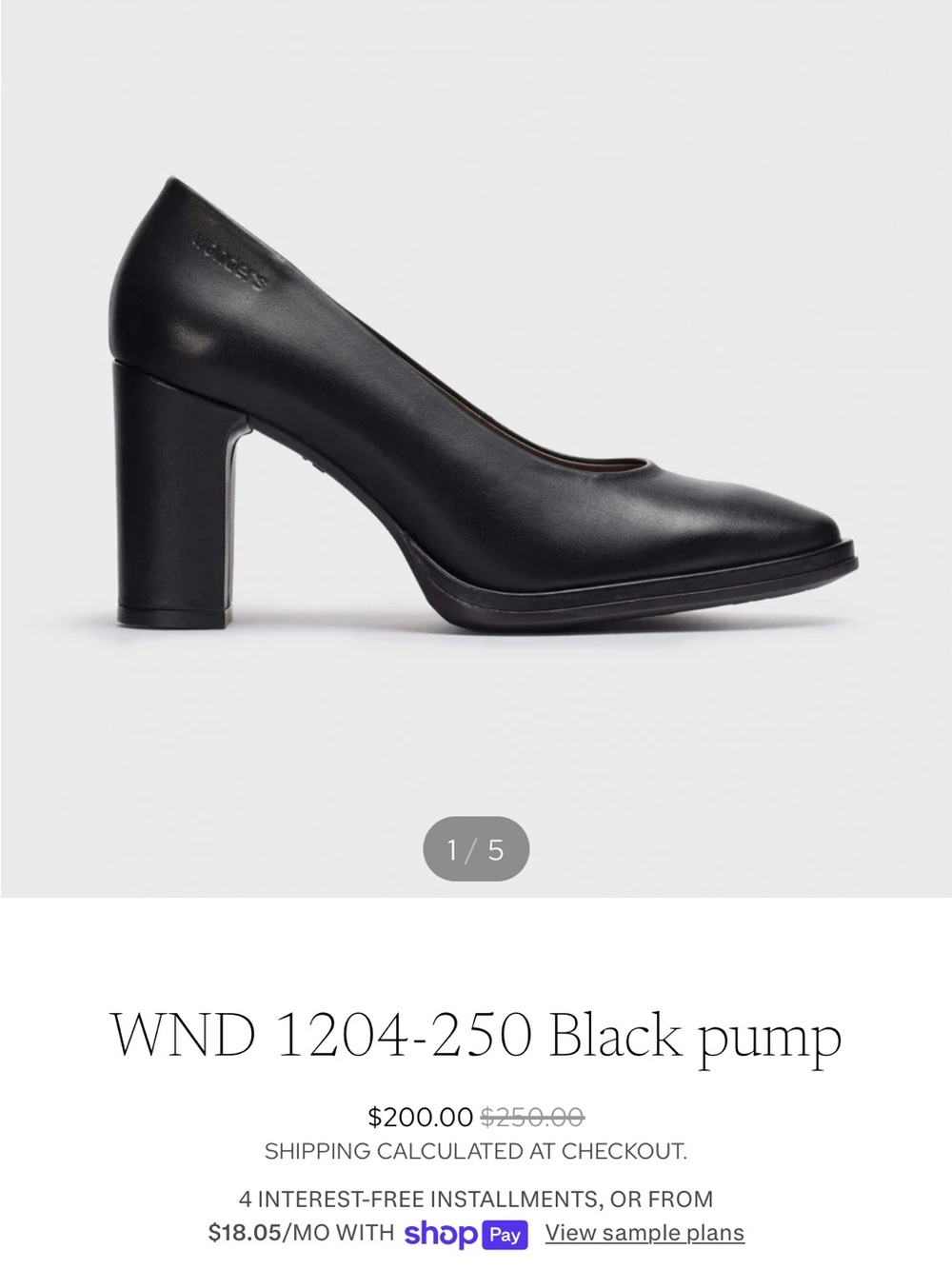 Wonders Made in Spain Black Leather Block Heel Pumps